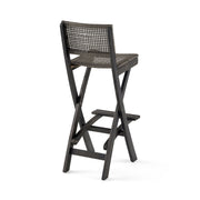 Outdoor Folding Acacia Wood Barstools With Rattan Backrest And Seat - R&R Furniture Gallery (Fountain Valley, CA)