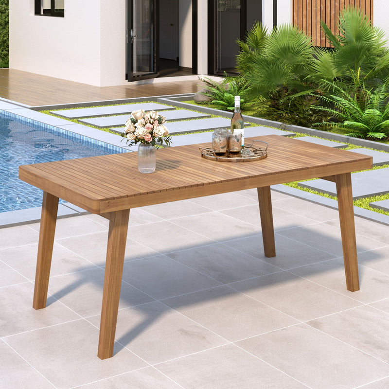 Outdoor Dining Table With Slatted Top, Ideal For Patio - R&R Furniture Gallery (Fountain Valley, CA)