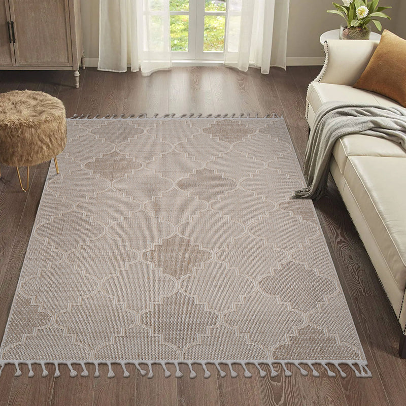 Guros - 6' X 9' Trellis Indoor / Outdoor Area Rug - Cream - R&R Furniture Gallery (Fountain Valley, CA)