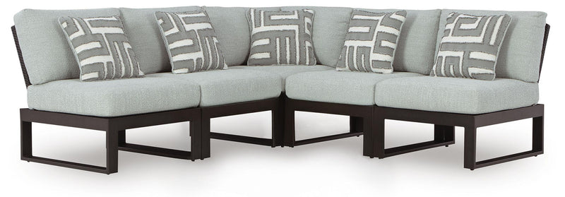 Signature Design by Ashley Beachloft outdoor sectional, stationary sectional with comfortable cushions and stylish weather-resistant design.