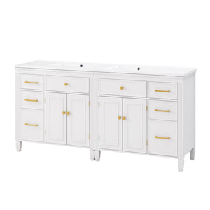 2 Piece Freestanding Bathroom Vanity Set With Sink Top, Reversible Dual Layout