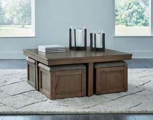 Boardernest - Cocktail Table With 4 Stools (Set of 5) - Brown - R&R Furniture Gallery (Fountain Valley, CA)
