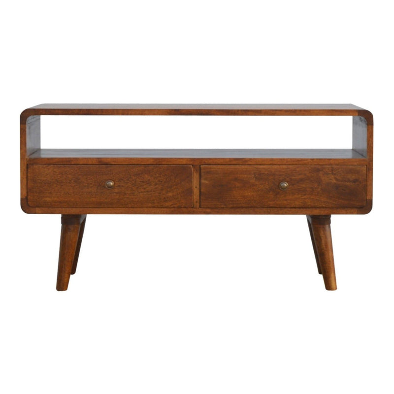 Solid Wood Curved Media Unit - R&R Furniture Gallery (Fountain Valley, CA)