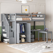 Loft Bed With Stairs, Bookshelf, Drawers, Desk & Wardrobe, Space Saving Multifunctional Furniture - R&R Furniture Gallery (Fountain Valley, CA)