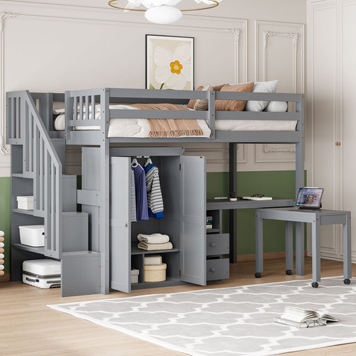 Loft Bed With Stairs, Bookshelf, Drawers, Desk & Wardrobe, Space Saving Multifunctional Furniture - R&R Furniture Gallery (Fountain Valley, CA)