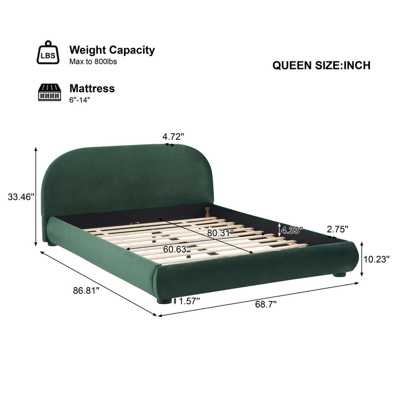 Upholstered Simple Modern Bedroom Bed With Curved Headboard - R&R Furniture Gallery (Fountain Valley, CA)
