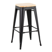 Set of two Lumi Source Oregon contemporary barstools with modern design and wooden legs, ideal for kitchen or bar area.