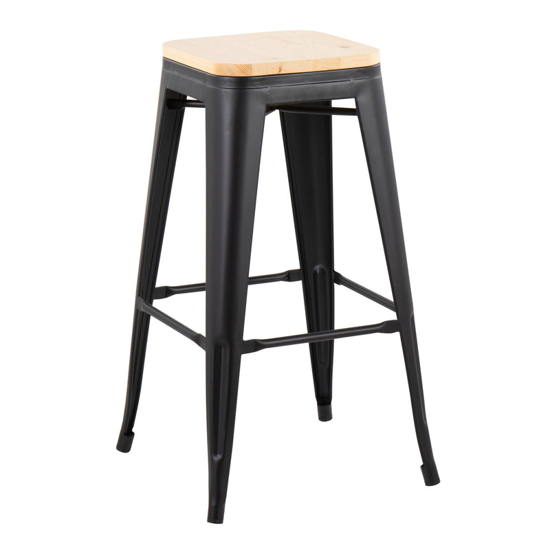 Set of two Lumi Source Oregon contemporary barstools with modern design and wooden legs, ideal for kitchen or bar area.