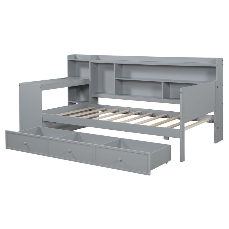 Daybed With 3 Drawers USB Ports And Desk - R&R Furniture Gallery (Fountain Valley, CA)
