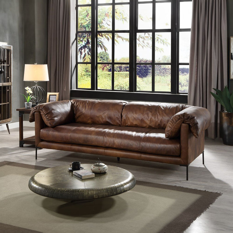 Jaron - Sofa - Mocha Top Grain Leather - R&R Furniture Gallery (Fountain Valley, CA)