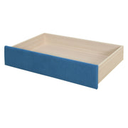 Halcyon Home storage daybed with two drawers and wood slat headboard, featuring a modern design and ample under-bed storage space.