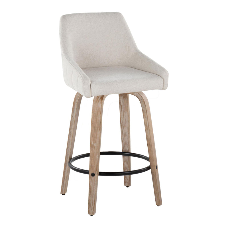 Lumi Source Hannah set of 2 transitional fixed height counter stools with swivel and round footrests, featuring modern design.