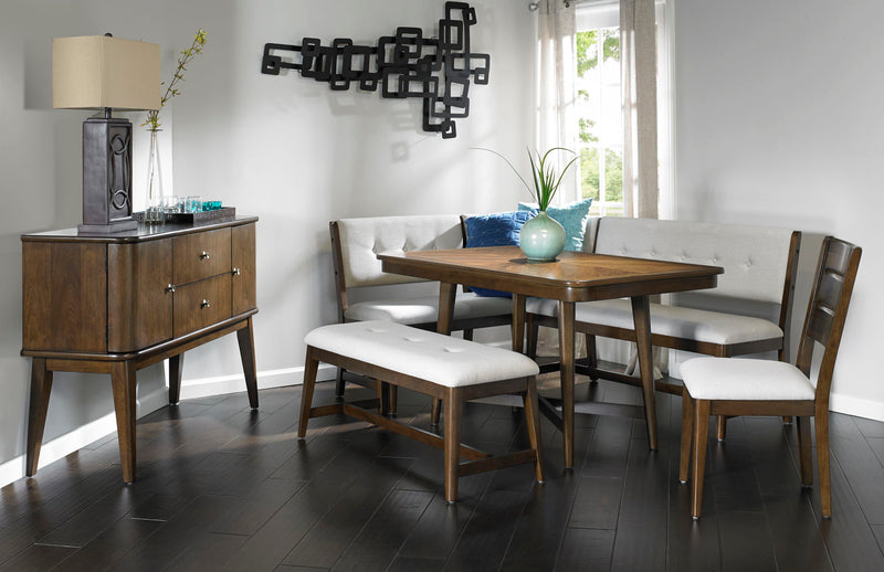 Backless Upholstered Dining Bench Mid Century Seating - Beige - R&R Furniture Gallery (Fountain Valley, CA)
