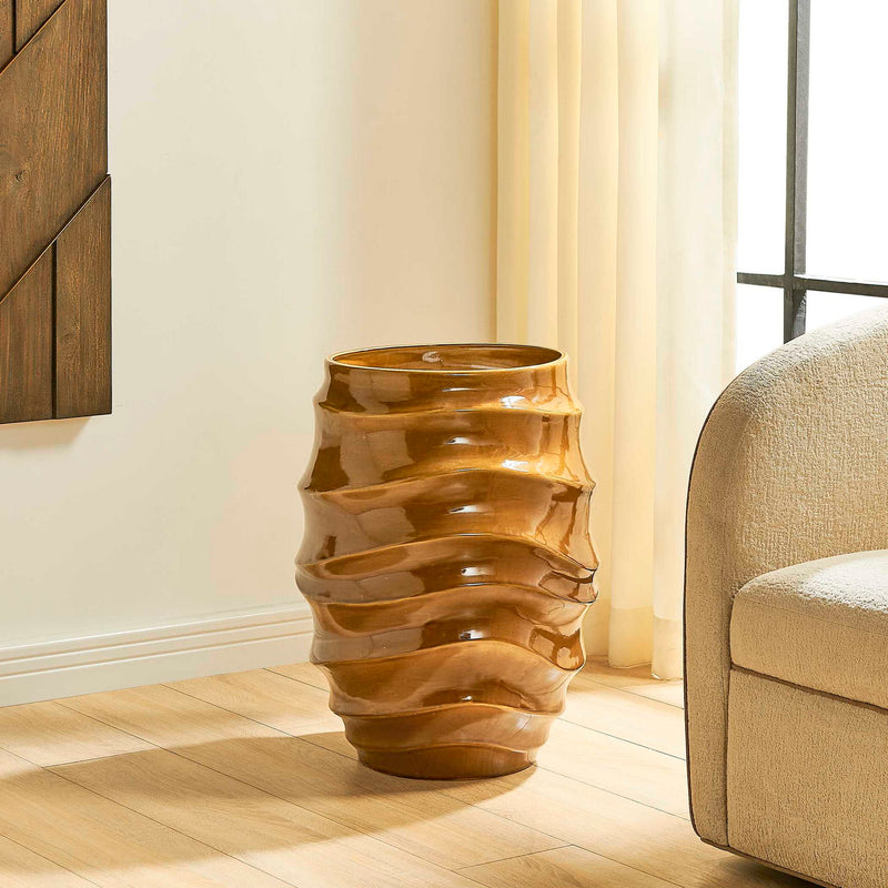 Canyon Wave - Indoor-Outdoor Earthy Planter - Brown