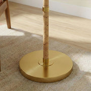 Stellar - Linen Shade Floor Lamp - Gold / Natural Wood / Rattan / White - R&R Furniture Gallery (Fountain Valley, CA)