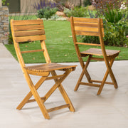 Outdoor Foldable Wood Dining Chair With Slat Design (Set of 2) - R&R Furniture Gallery (Fountain Valley, CA)