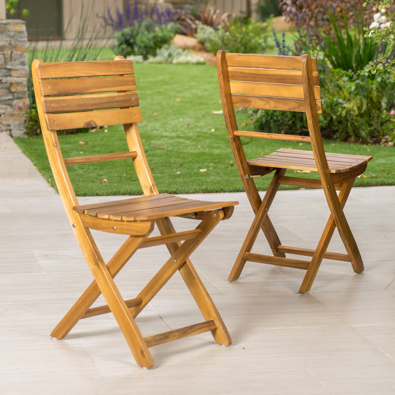 Outdoor Foldable Wood Dining Chair With Slat Design (Set of 2) - R&R Furniture Gallery (Fountain Valley, CA)