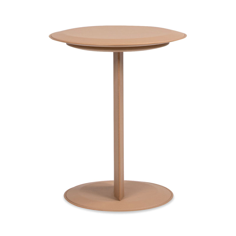 Mode - Leatherette Round C-Shaped Sofa Side Table - Saddle Brown - R&R Furniture Gallery (Fountain Valley, CA)