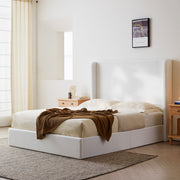 Carmen - King Size Upholstered Wingback Bed - White - R&R Furniture Gallery (Fountain Valley, CA)