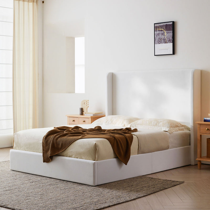 Carmen - King Size Upholstered Wingback Bed - White - R&R Furniture Gallery (Fountain Valley, CA)