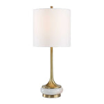 Molena - Brass & Pearly Stone Table Lamp - Brass,Gold,White