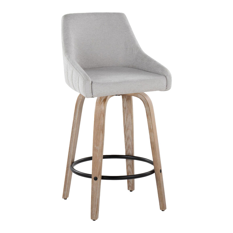 Lumi Source Hannah set of 2 transitional fixed height counter stools with swivel, round footrest, and modern design.