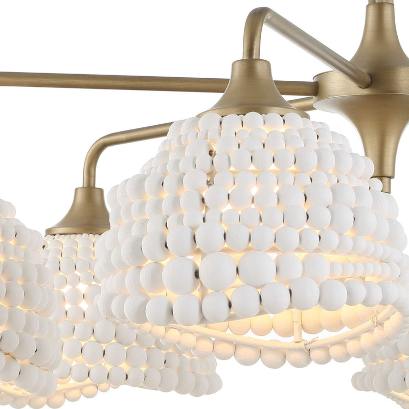 Uttermost Biddeford 6-light beaded pendant light in white with hanging beads, modern pendant lighting fixture.