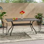 Celestine - Outdoor Cast Aluminum Dining Table With Floral Lattice Design And Umbrella Holder - R&R Furniture Gallery (Fountain Valley, CA)