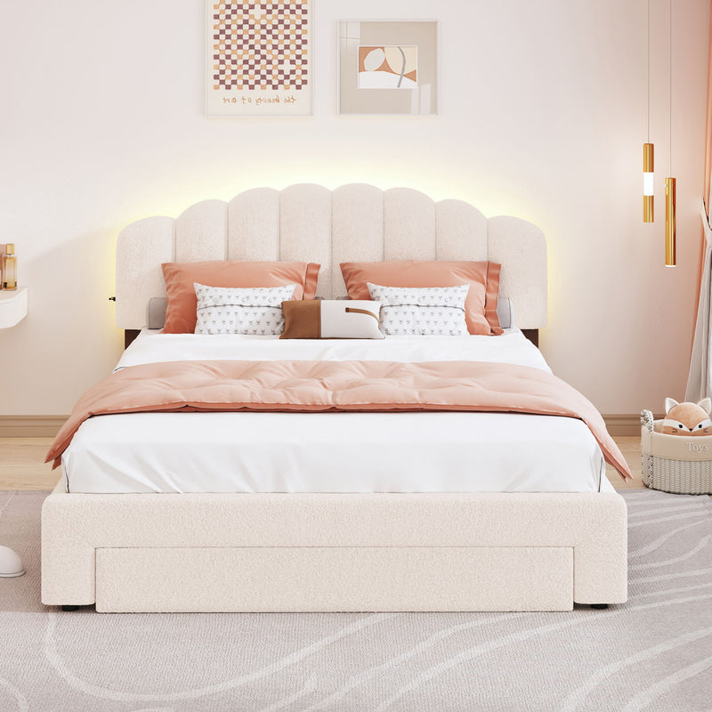 Upholstered Platform Bed With Drawer - R&R Furniture Gallery (Fountain Valley, CA)