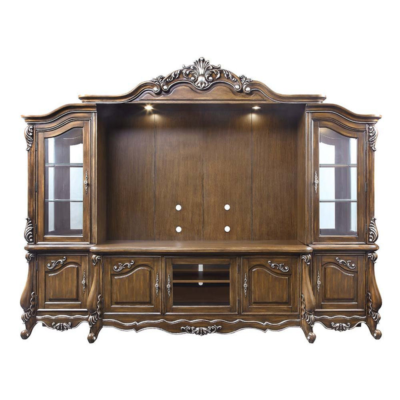 Latisha - Entertainment Center - Antique Oak - R&R Furniture Gallery (Fountain Valley, CA)