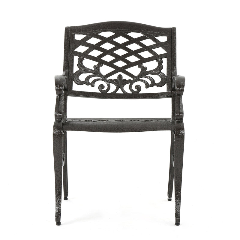 Luminea - Outdoor Aluminum Dining Chair With Scroll Design, Lattice Pattern And Cabriole Legs - Bronze - R&R Furniture Gallery (Fountain Valley, CA)