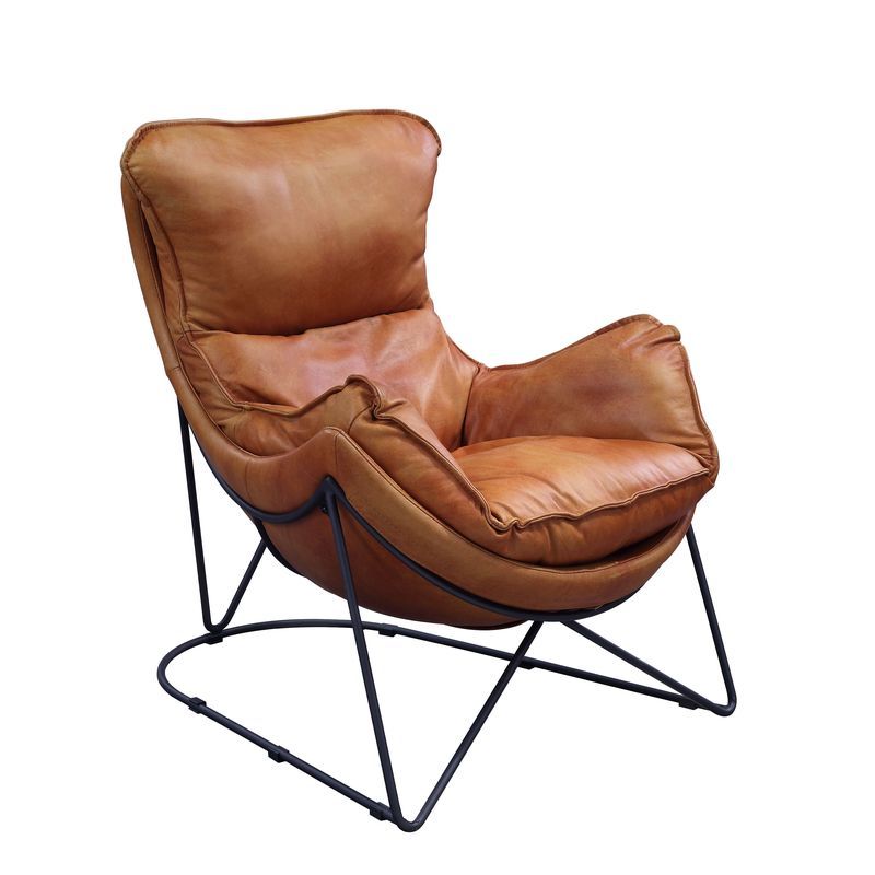 Thurshan - Accent Chair - Aperol Top Grain Leather & Black - R&R Furniture Gallery (Fountain Valley, CA)