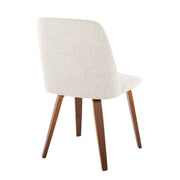 Lumi Source Toriano mid-century modern dining chair set with solid wood legs, in natural/cream or walnut/beige color, two chairs visible