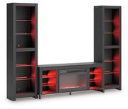 Cayberry - 3-Piece Entertainment Center With Electric Fireplace - Black - R&R Furniture Gallery (Fountain Valley, CA)
