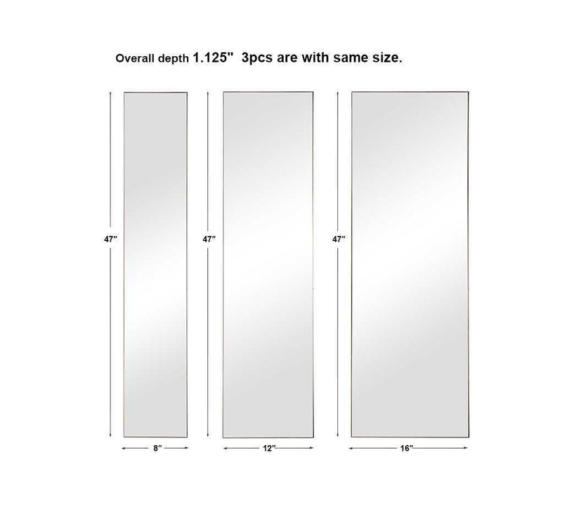 Set of three gold wall mirrors by Uttermost, featuring sleek, modern frames perfect for stylish home decor.