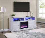 Terra - TV Stand Console With Fireplace - White Walnut - R&R Furniture Gallery (Fountain Valley, CA)