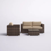 Modern Style Hdpe Wicker Seating Group With Cushions For 3 People In Brown Finish - R&R Furniture Gallery (Fountain Valley, CA)