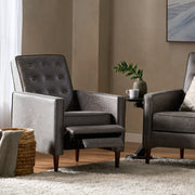 Macedonia - Mid Century Modern Button Tufted Fabric Recliner - Slate - R&R Furniture Gallery (Fountain Valley, CA)