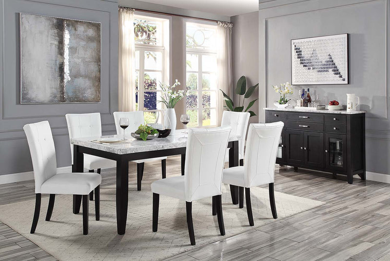 Hussein - Side Chair (Set of 2) - White Synthetic Leather & Black - R&R Furniture Gallery (Fountain Valley, CA)