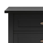 Handcrafted Warm Shaker bedside table by Simpli-Home, featuring a natural wood finish, compact design, and accent nightstand style.