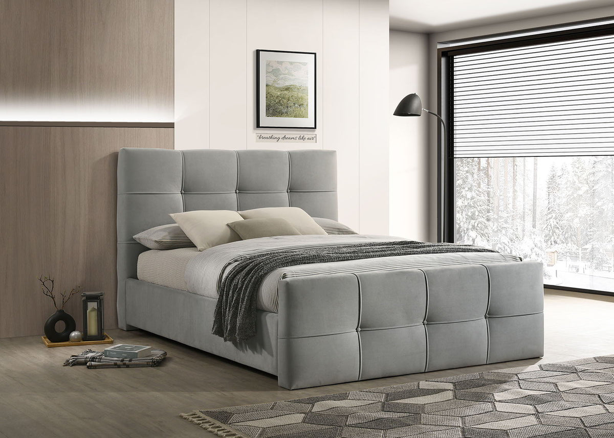 Merced - E.King Bed, Light Gray
