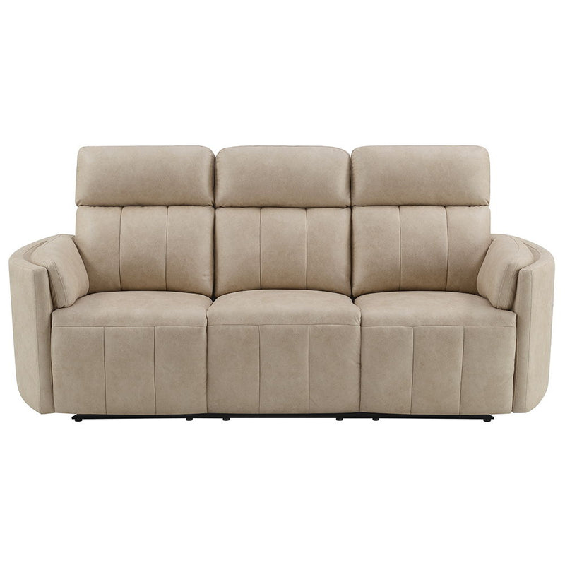 Elison - Motion Sofa - Dark Beige Polish Microfiber - R&R Furniture Gallery (Fountain Valley, CA)