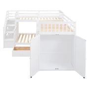 L Shaped Bunk Bed With 3 Drawers, Portable Desk And Wardrobe - R&R Furniture Gallery (Fountain Valley, CA)