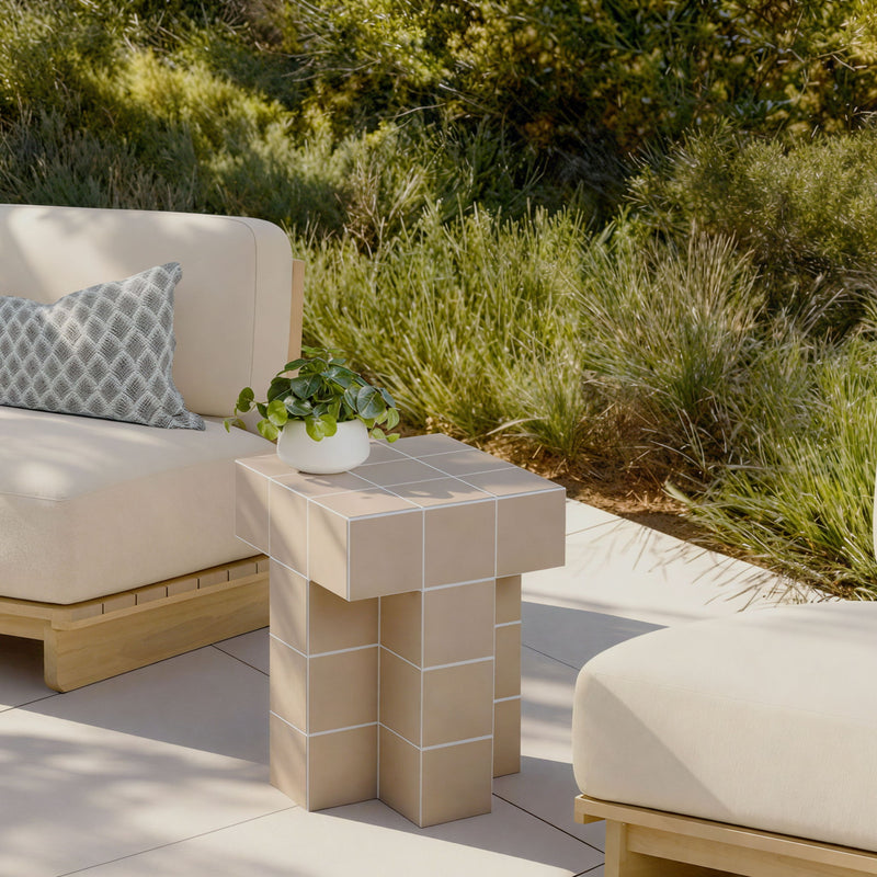 Alma - Tile Concrete Indoor/Outdoor Side Table - R&R Furniture Gallery (Fountain Valley, CA)