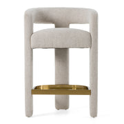 Adam - Modern Beige Fabric + Brass Counter Chair