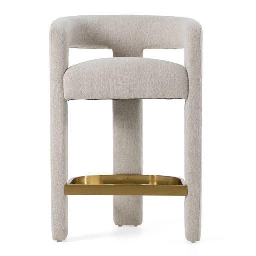 Adam - Modern Beige Fabric + Brass Counter Chair