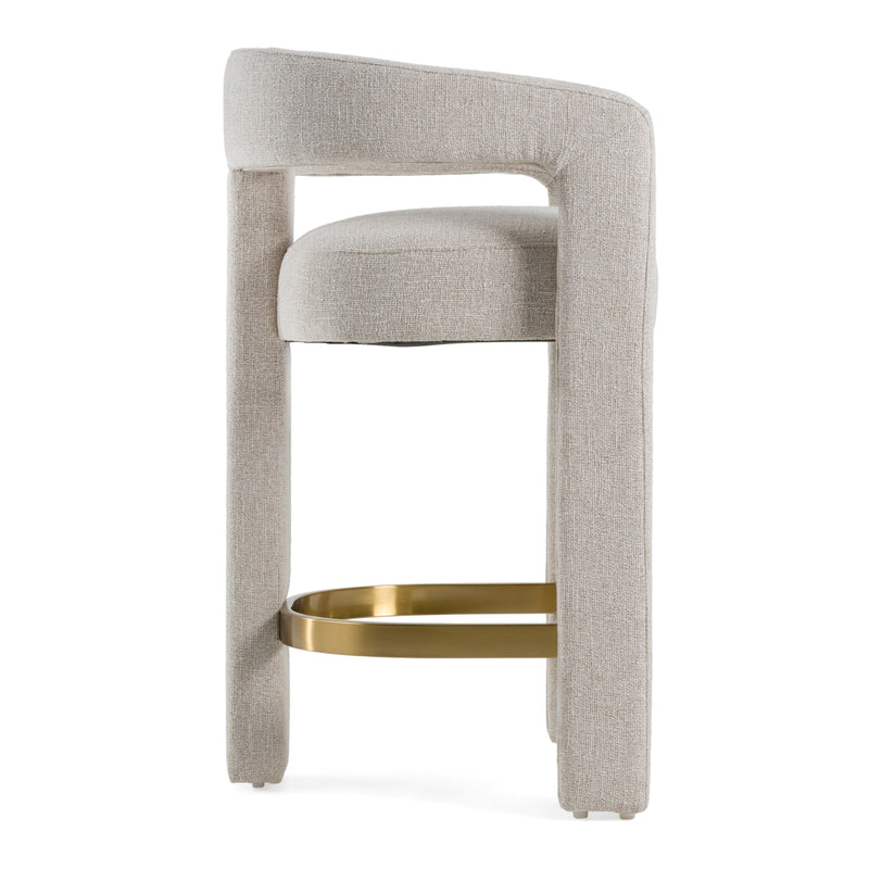 Adam - Modern Beige Fabric + Brass Counter Chair — view 2