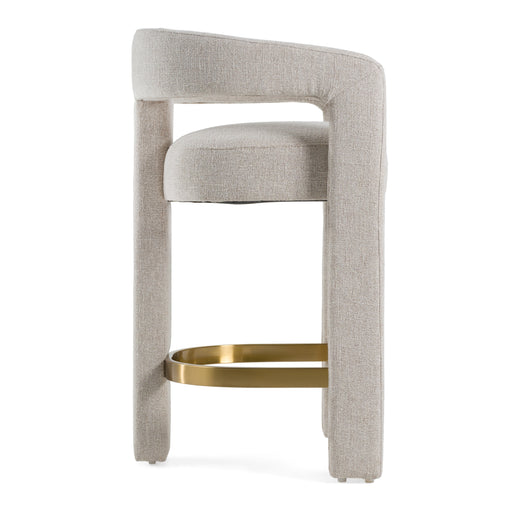 Adam - Modern Beige Fabric + Brass Counter Chair — view 2