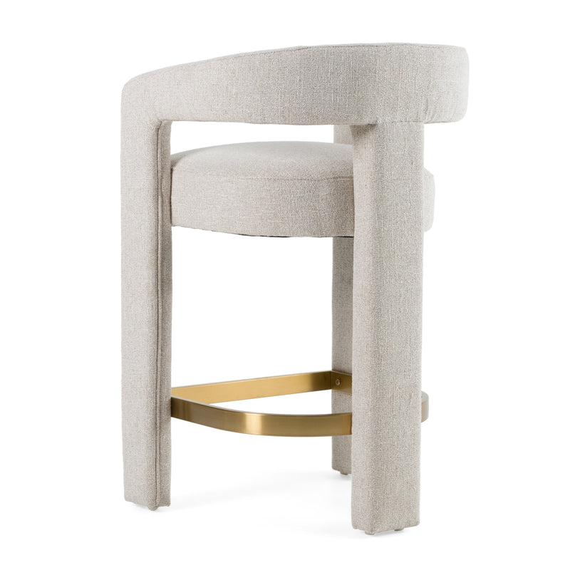 Adam - Modern Beige Fabric + Brass Counter Chair — view 4