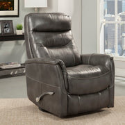 Pair of Parker Living Gemini 33.5-inch swivel glider recliner chairs in neutral fabric, showing the comfortable seating and modern design.